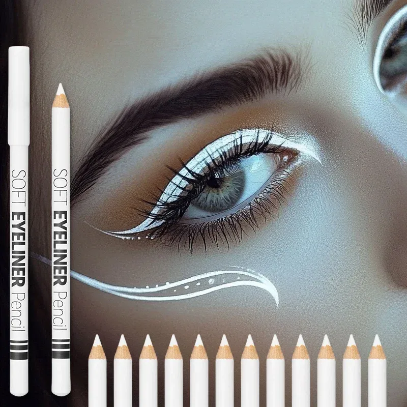 Waterproof White Eyeliner Pencil Smooth Easy Wear Long-Lasting Eye Brightener Fashion Makeup Tool for Smooth Application