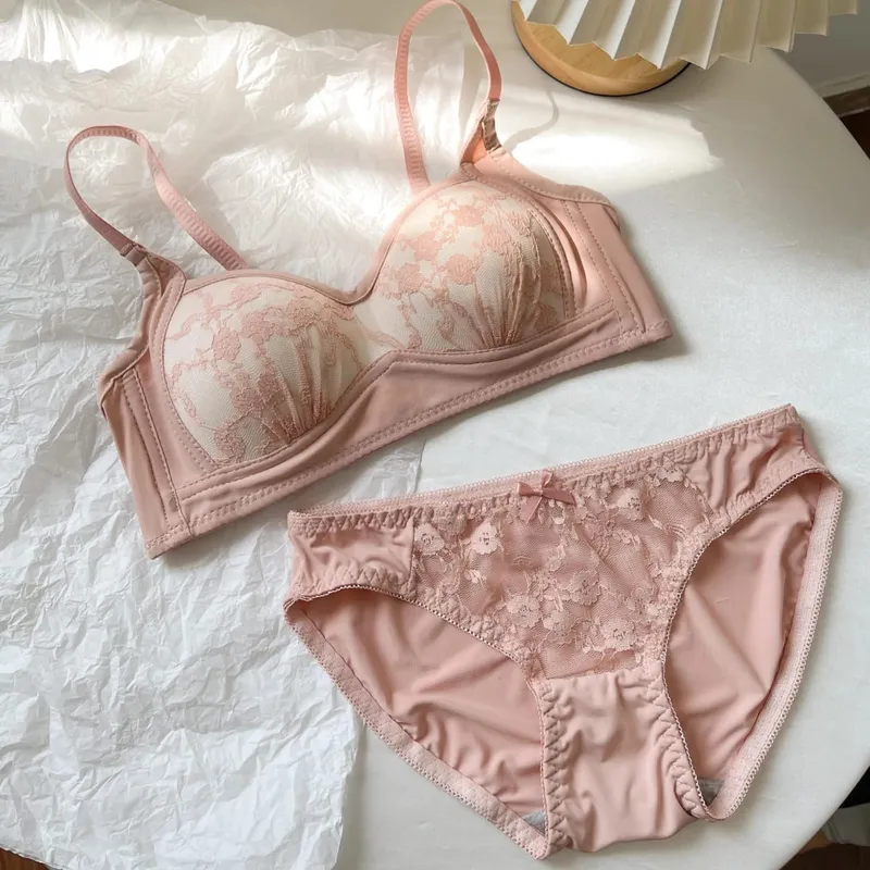 Sexy Push Up Lace Bralette Small Bust Wirefree Comfort Summer Ultra Thin Adjustable Straps Anti-Sagging Lingerie Set S-XL Bra — image 13