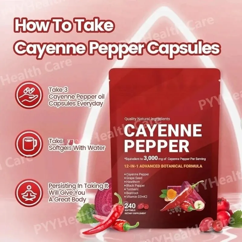 Kapsułki z papryką cayenne i pestkami winogron Burak Kurkuma Witaminy D3 K2 E Suplement ziołowy