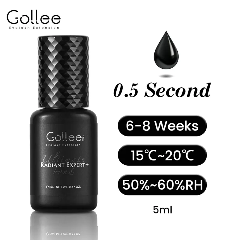 Gollee 0.5-1s Drying Eyelash Extensions Glue Latex-free Lashes Glue Professional Waterproof 6-8 Weeks Eyelash Extension Supplies