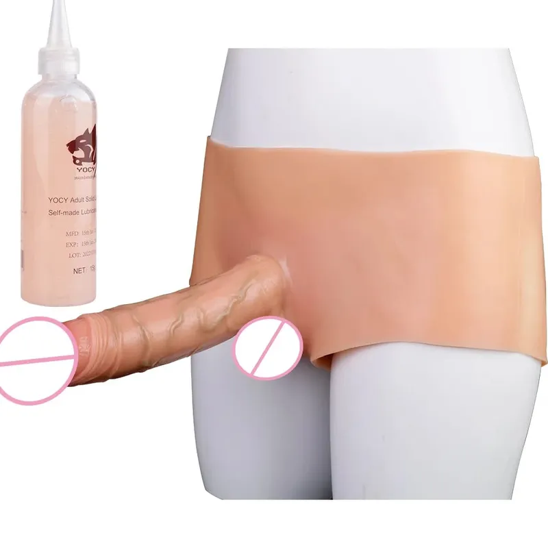 Silicone Strapon Lifelike Dildo Παντελόνι Φορητό συμπαγές μεγάλο πέος σεξ παιχνίδια για γυναίκες Λεσβίες Σεξ Ζευγάρι