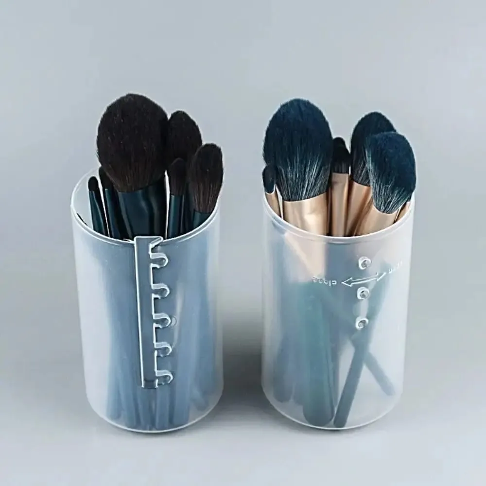Nový průhledný, nastavitelná výška PVC držák štětce na make-up Organizér pro ukládání pohárků s víkem Prachotěsná krabice na toaletní potřeby