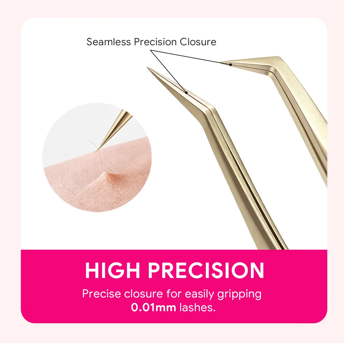 Precision Lash Applicator Tweezers for Eyelash Extension Cluster Lashes False Eyelash Stainless Steel Salon Makeup Tool