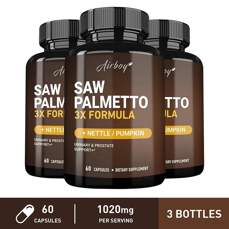 Saw Palmetto Capsules - with Stinging Nettle + Pumpkin Seed Supports Urinary and Prostate Health Improves Sleep Non-GMO