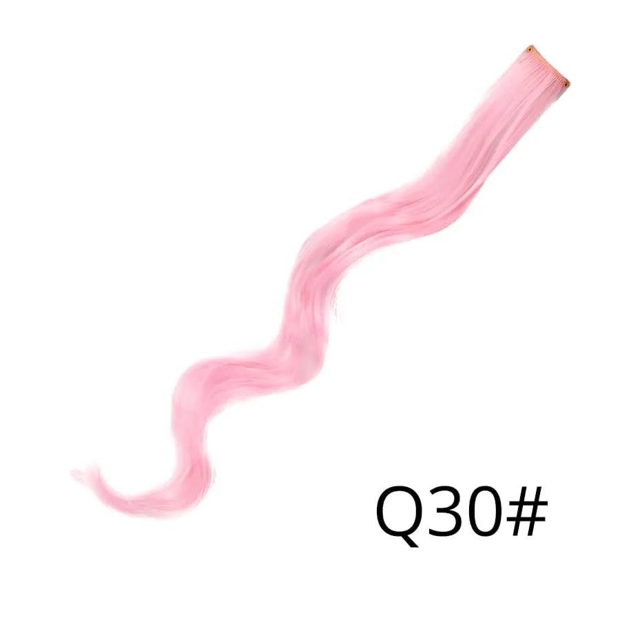 Extensiones de cabello de color liso con Clip para resaltar el cabello de arcoíris, rosa, azul, morado, sintético, con Clips para mujeres y niñas — image 86