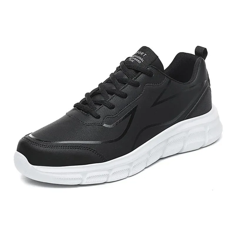 Black Running Shoes Leather Waterproof Athletic Sneakers Men Wear-resistant Men Walking Sport Shoes Comfortable Men Shoes — image 8