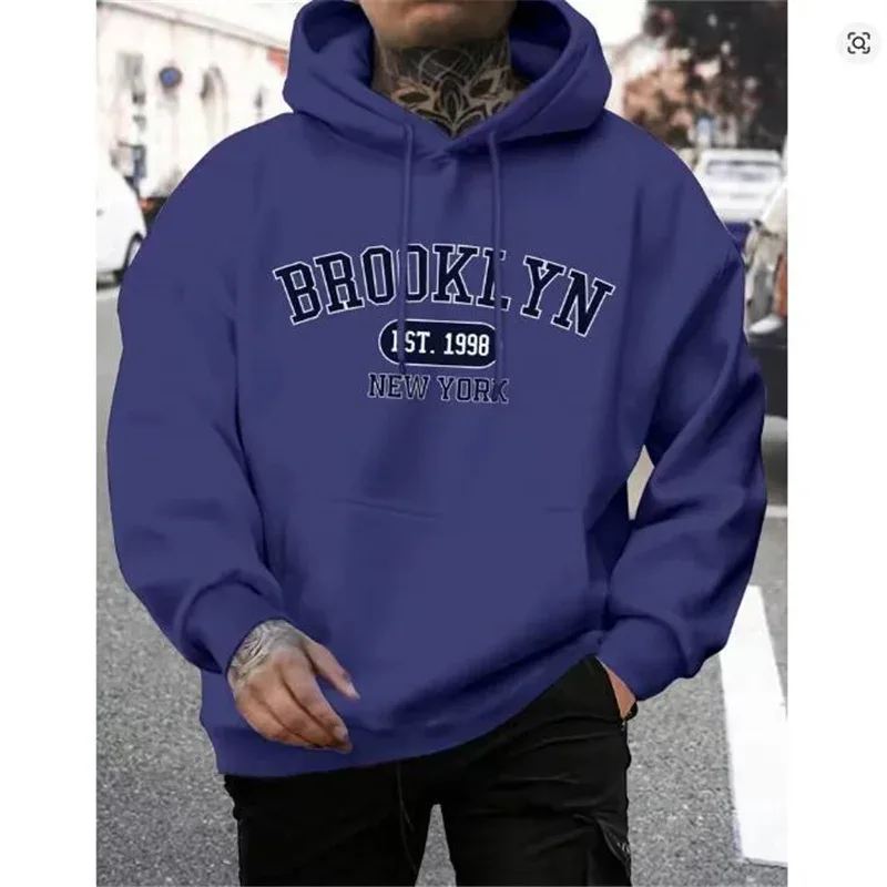 Brooklyn Est 1998 뉴욕 인쇄 남성 후드 하라주쿠 Crewneck 까마귀 패션 Oversize Hoody 가을 편안한 Tracksuit