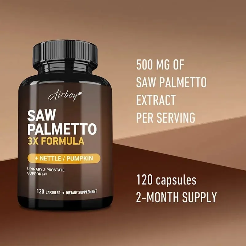 Saw Palmetto Capsules - with Stinging Nettle + Pumpkin Seed Supports Urinary and Prostate Health Improves Sleep Non-GMO