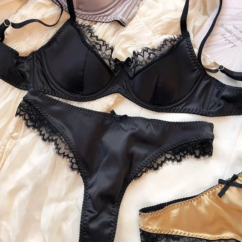 เซ็กซี่ลูกไม้บางถ้วยชุดชั้นในผู้หญิงฝรั่งเศส Push Up Bra ชุดผ้าไหมคุณภาพสูง Comfort Breathable ชุดชั้นใน Intimates ชุด — image 9
