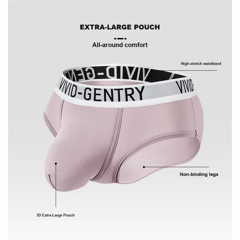 Men's Elastic Ice Silk Underwear Sexy Big U Convex Pouch Briefs Korean Youth Breathable Sports Panties Solid Mid Waist Underpant