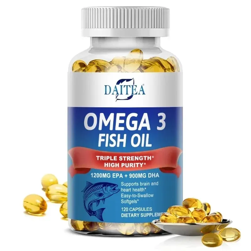 Daitea Triple Strength Omega 3 Fish Oil - Fish Oil Supplement with EPA & DHA Fatty Acids Premium Wild Caught 30/60/120 Capsules