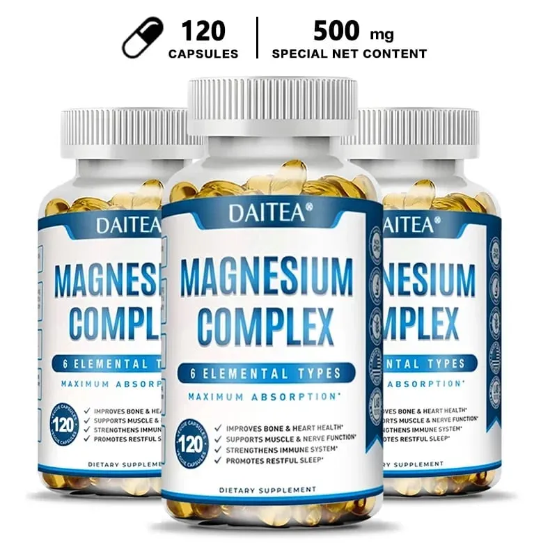 Magnesium Complex Capsules - Pandagdag sa Kalusugan ng Muscle at Cardiovascular na Stress sa Pagtulog at Formula ng Pagkabalisa