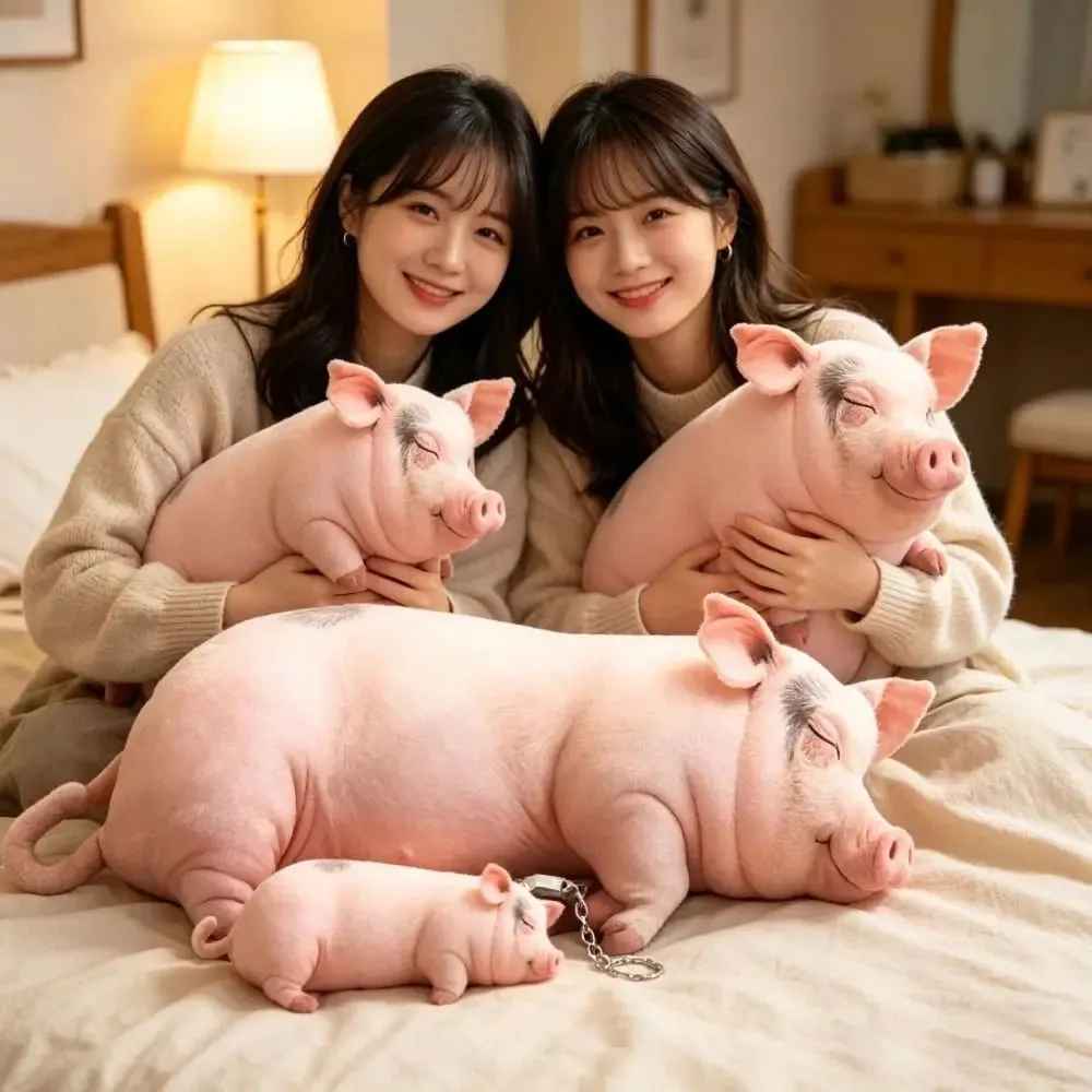 Plush Material Animal Body Pillow 40cm Size PP Cotton Filled Animal Cushion Doll Toys Cute Design 70cm Pig Keychain For Men — image 2