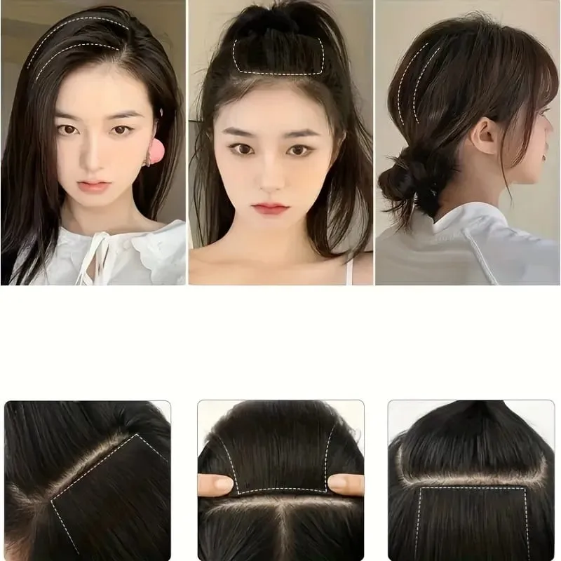 Synthetic 10cm Clip In Hair Extensions Short Straight Topper Invisible Seamless Side Cover Hairpiece Natural Volume Easy Wear — image 9