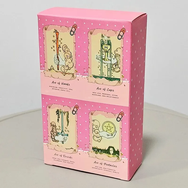 Baralho de tarô rosa waite, baralho de tarô com colagem rosa sonhadora, 78 cartas de tarô estéticas kawaii com significados 12*7cm, relevo duplo