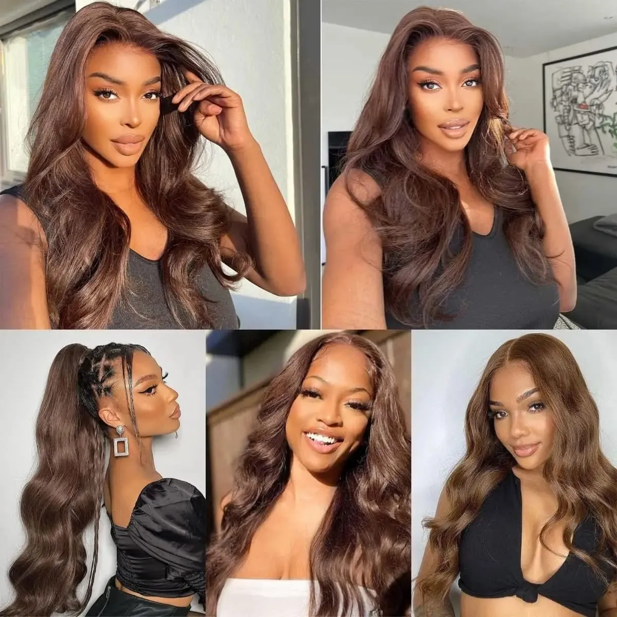 #4 Body Wave Clip In Hair Extensions 100% Real Human Hair Chocolate Brown Clip In Human Hair Extensions 120g/8pcs For Woman — image 7