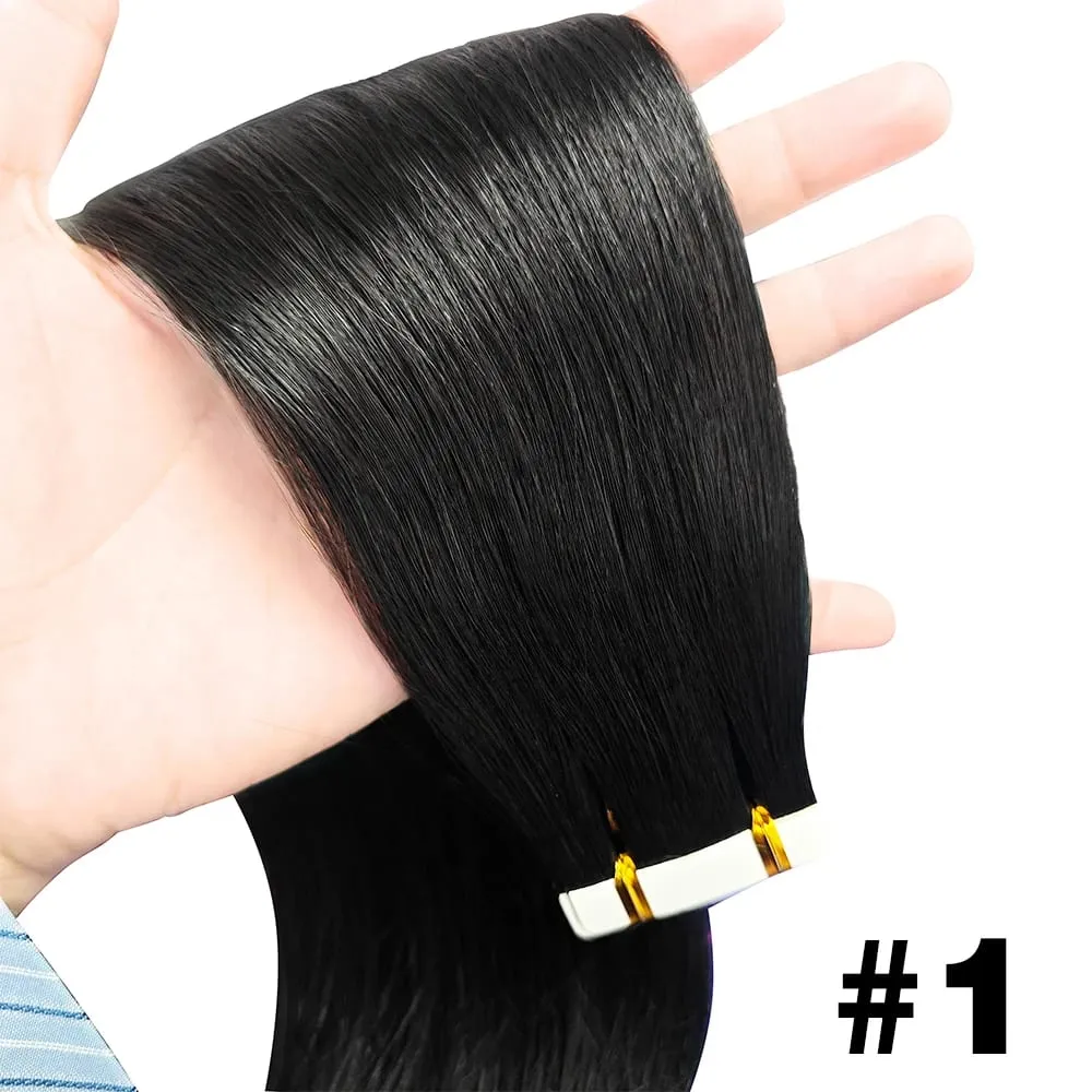 Tape Hair Extensions Machine Remy Seamless Skin Weft Adhesive 4x0.8cm Tape In Human Hair Natural Black Brown Blonde 20pcs 26inch