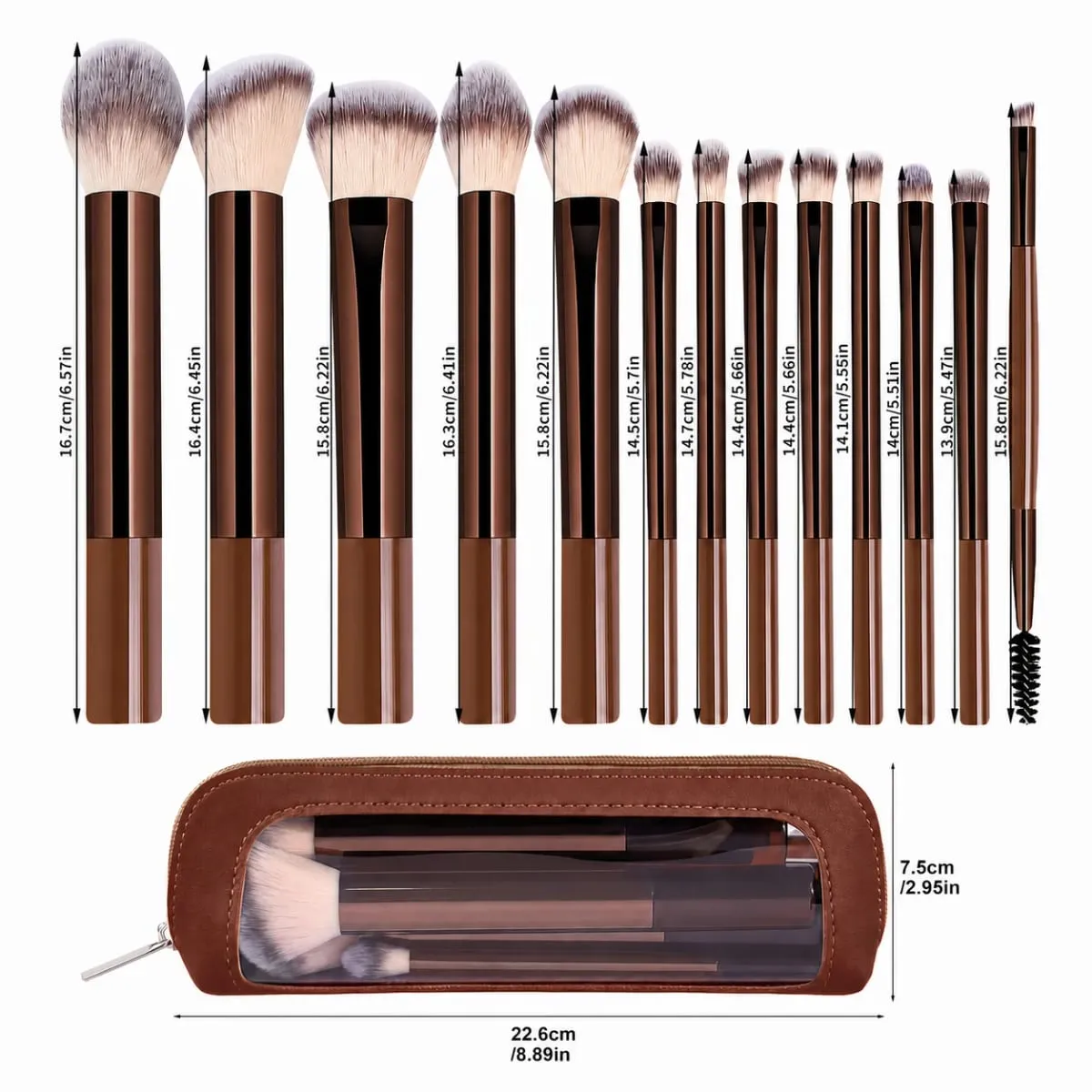 13PCS Makeup Brush Set Soft Bristles for Foundation Blush Loose Powder and Eyelash Grooming Student Essentials Beginner Kit