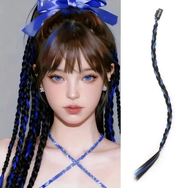 1PCS Y2K Style wig Braid 20 inch Multi-Color Synthetic Hair Clip Suitable for Daily Christmas and Music Festival Parties — image 7