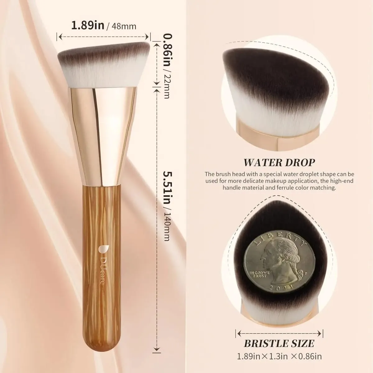DUcare Angled Foundation Brush Professional Liquid Cream Powder Brush Contoured Blending and Buffing Face Makeup Cosmetic Tool — image 6