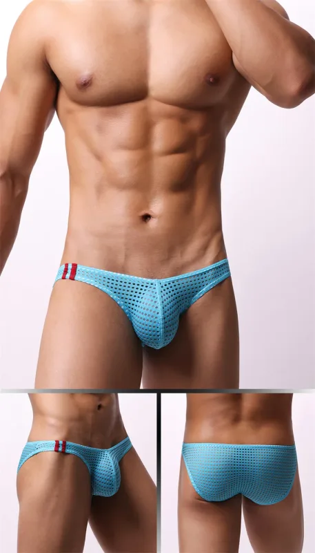 Mannen Slips Zomer Ademende Gaten Ondergoed U Bolle Dunne Lage Taille Heren Ondergoed Slips Slip Onderbroek Calzoncillos