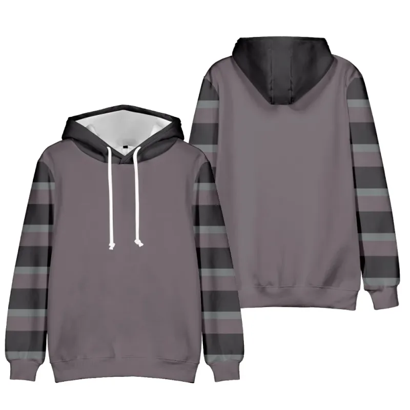 2024 Fesyen Bercetak Corak Berjalur Pullover Lelaki Kasual Bersaiz Besar Hoodie Longgar Street Design Harajuku Baju Sweat Lelaki