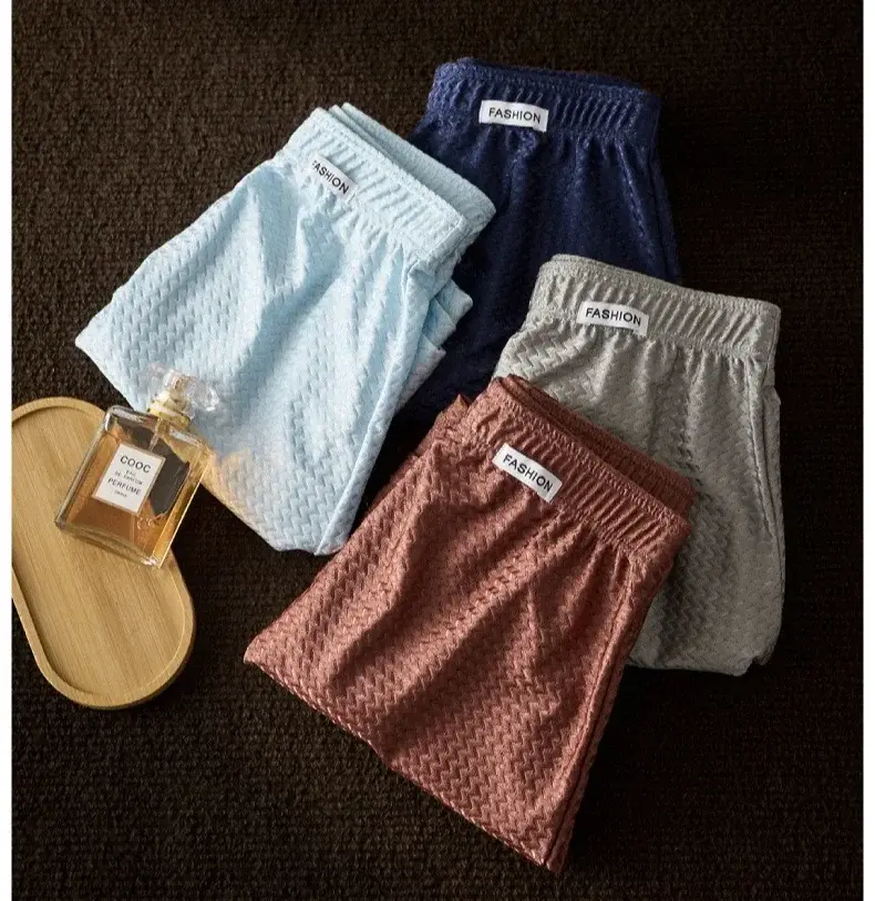 2 paket erkek Buz Ipek Boksörler Orta Katlı Gevşek Fit Yaz Serin Trendy Parlak İç Giyim Pijama Erkek Külot