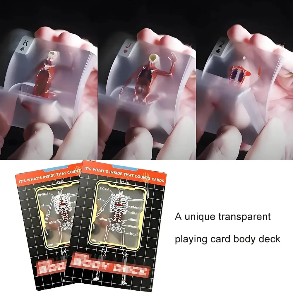 1-3PCS Human Anatomy Poker Cards The Body Deck Skeleton Playing Cards Waterproof Plastic Playing Cards Fun Halloween Board Game — image 3