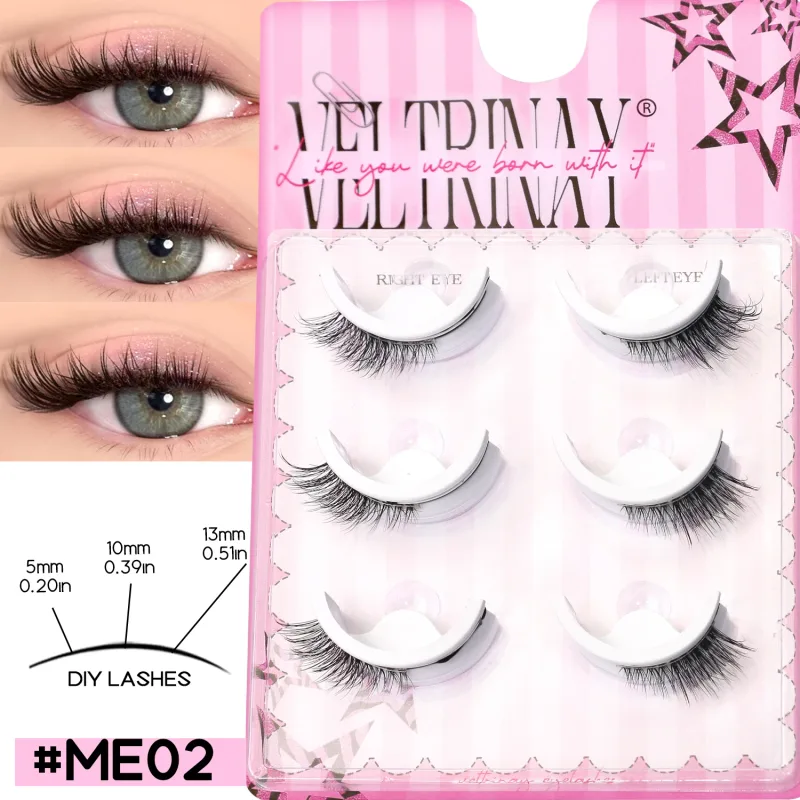 NO Glue Strips Lashes Natural Half Lashes Clear Band Short False Eyelashes Replaceable Eyelash Strips Eye Makeup