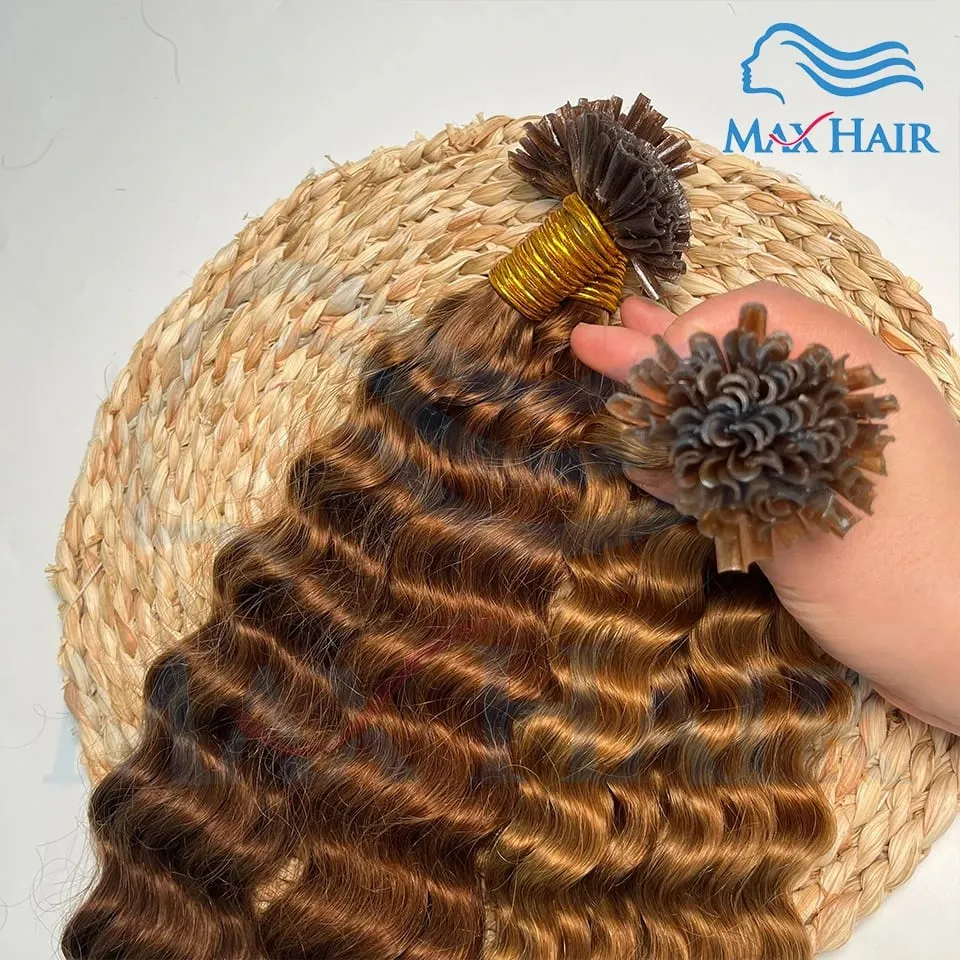 Keratin U Tip deep wave Human Hair Extensions 18-30 Inch Remy Hair Extensions High Quality Remy Human Hair salon Extensions — image 5