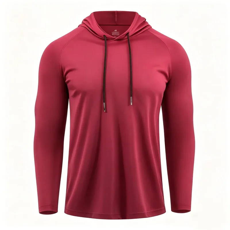 Men's Sun Protection Shirts Long Sleeve Hoodies Solid Quick Dry T-shirt Mens Bodybuilding Fitness Muscle Sportwear Gym Clothing
