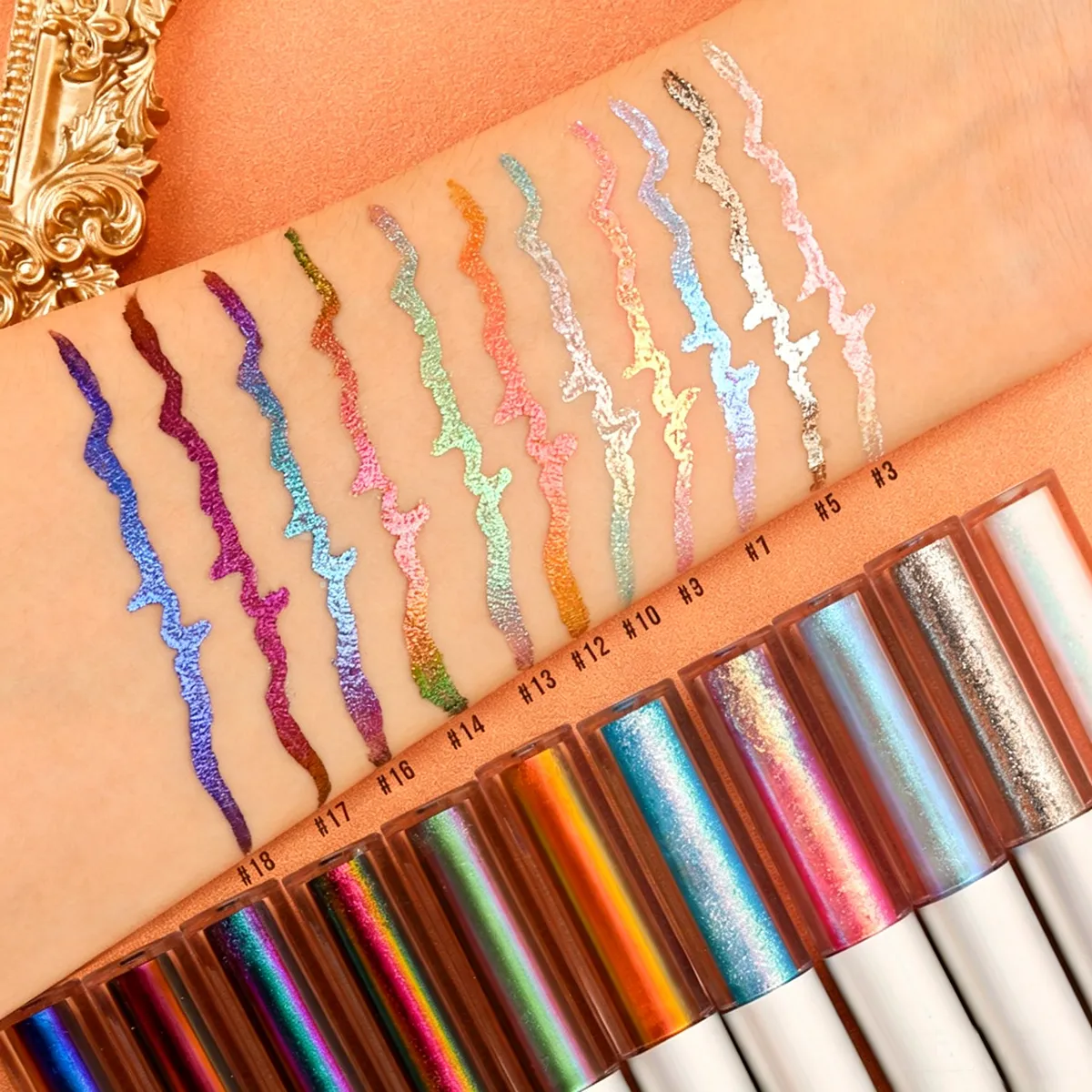 19 Colors Holographic Chameleon Liquid Eyeliner Metallic Glitter Color-Shifting Eye Liner Long Lasting Waterproof Eyes Makeup — image 2