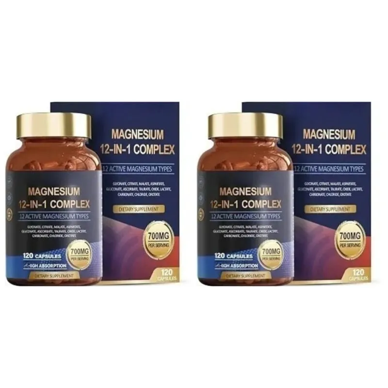 Magnesium 12-In-1 Complex Capsules for Sleep Support and Muscle Relaxation Nervous System & Heart Health 120 Capsules