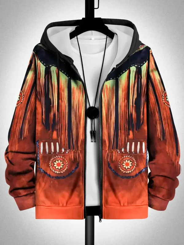 Retro Plaid Print Patchwork Zip Up Hoodie Men's Clothing Hot Style Long Sleeve Pullover Trend Streetwear Men Zip Up Hoodies