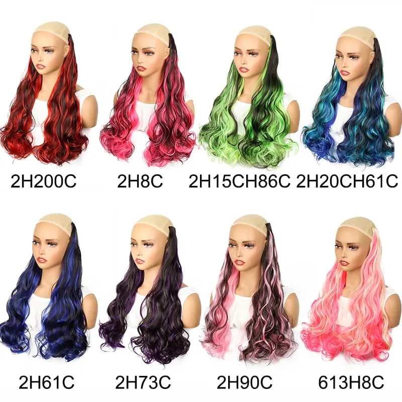 18Inch Synthetic Long Curly Hair Extension One Piece Highlight Rainbow Clip In Hair Extensions Fashion Hairpiece for Women — image 3