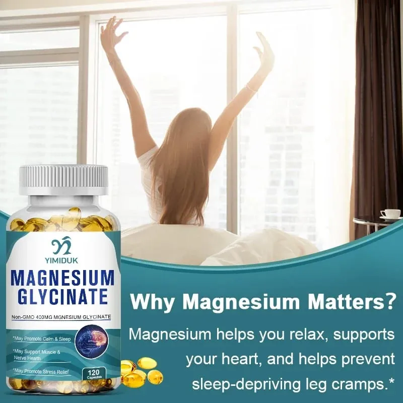 Buy 1 Get 1 Free! Pure Magnesium Glycinate Supplement for Deep Sleep & Stress Relief Aid Muscle Relaxation & Nervous System