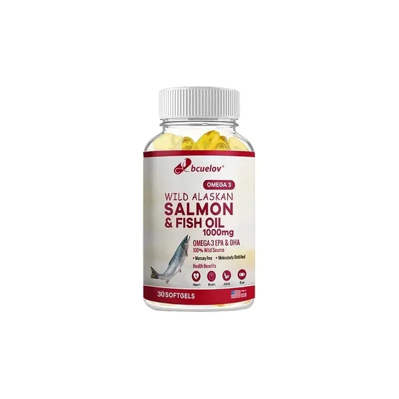 Vild Alaska lakseolie - ren fisk Omega 3 EPA DHA fedtsyrer - Understøtter ledfunktion Hjerne øje immun og hjertesundhed