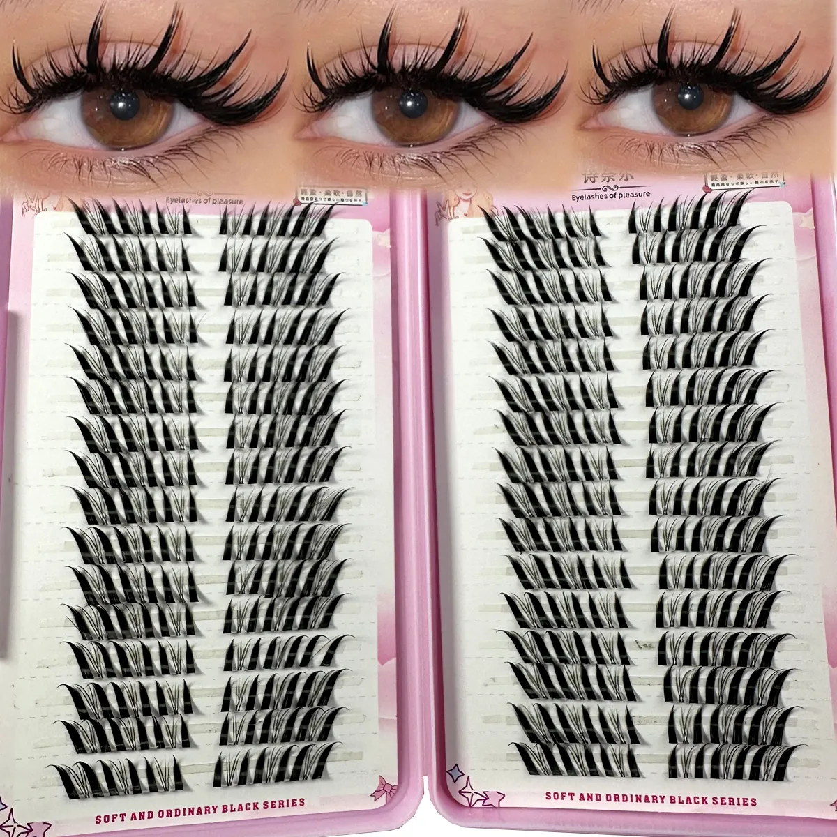 32Rows Fox Eye Manga Gugusan Bulu Mata Kucing Bulu Mata Individu Bulu Mata Individu Penampilan Semulajadi DIY Bulu Mata Lanjutan Jumlah Kluster Bulu Mata