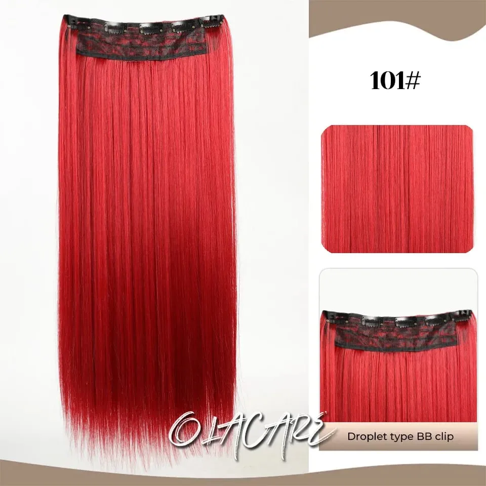Synthetic Wig 5 Clip One Piece Invisible Hair Extensions Long Straight 24Inch Heat Resistant Hairpiece for Women — image 18