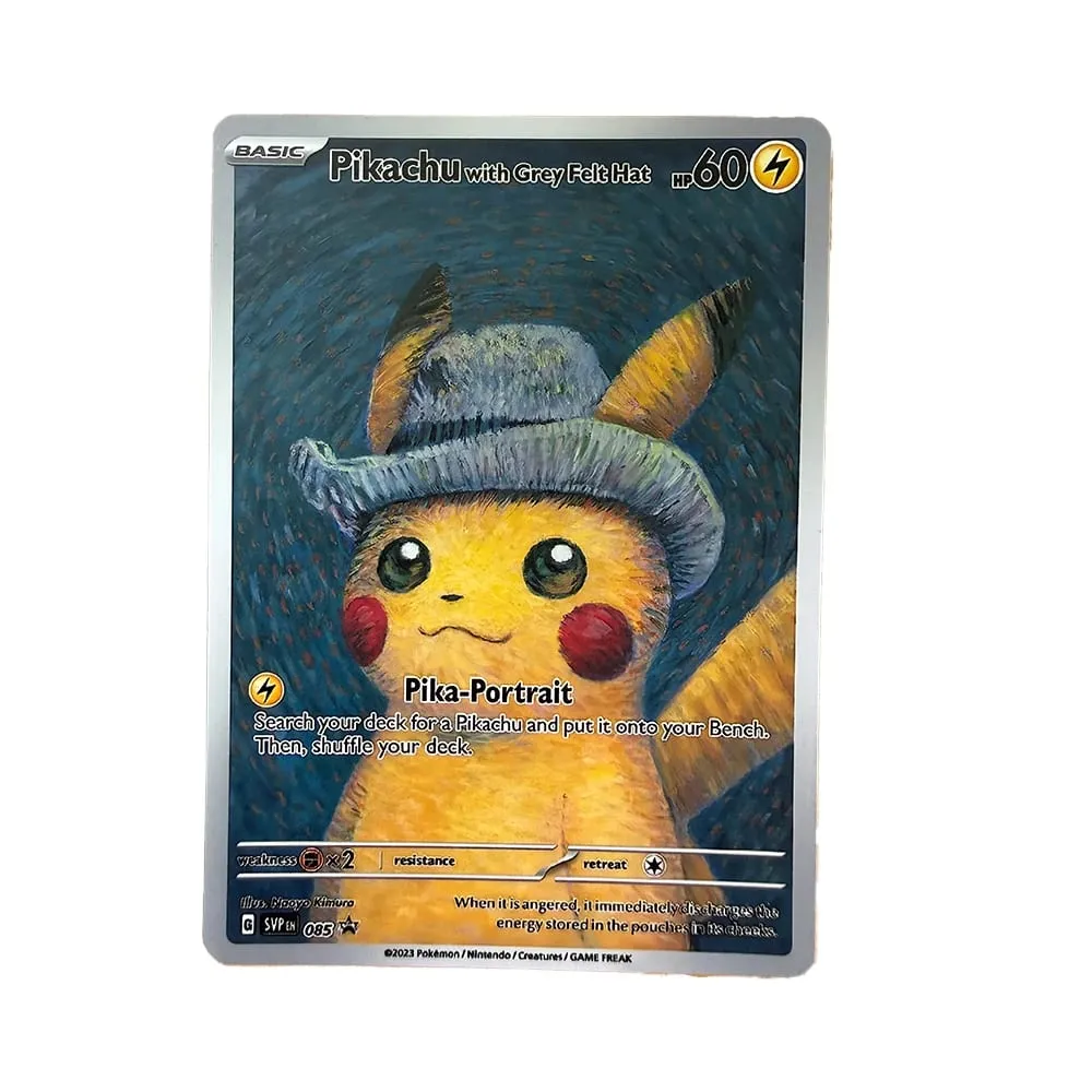 DIY POKEMON SVP 2023 ENPIKACHU/GREY FELT HATPOKEMON XVAN GOGH GEM MT GREY FELT HAT GOGH Game Card Gift Toy Dropshipping — image 2