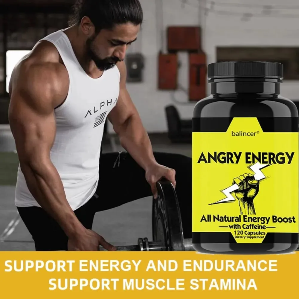 Angry Energy Caffeine Capsules Natural Non-GMO Increase Stamina and Focus Mind & Body Health — image 2