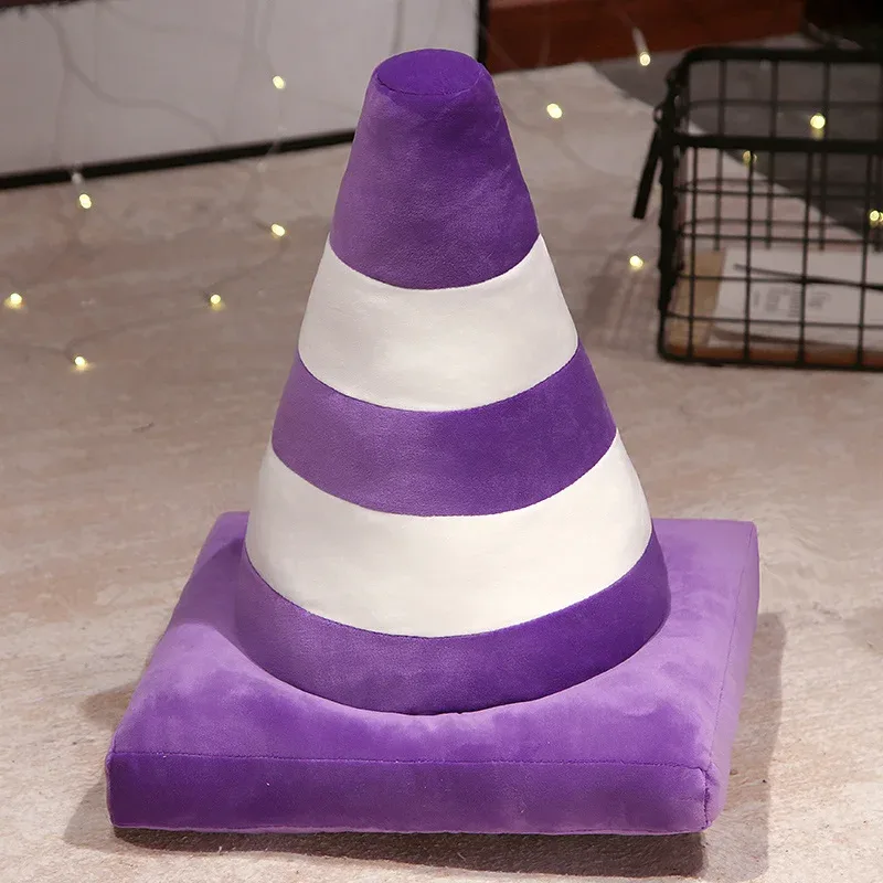 Roadblock Cushion Stuffed Soft Lifelike Plush Traffic Cone Road Construction Cone Pillow Kids Toys Home Decoration