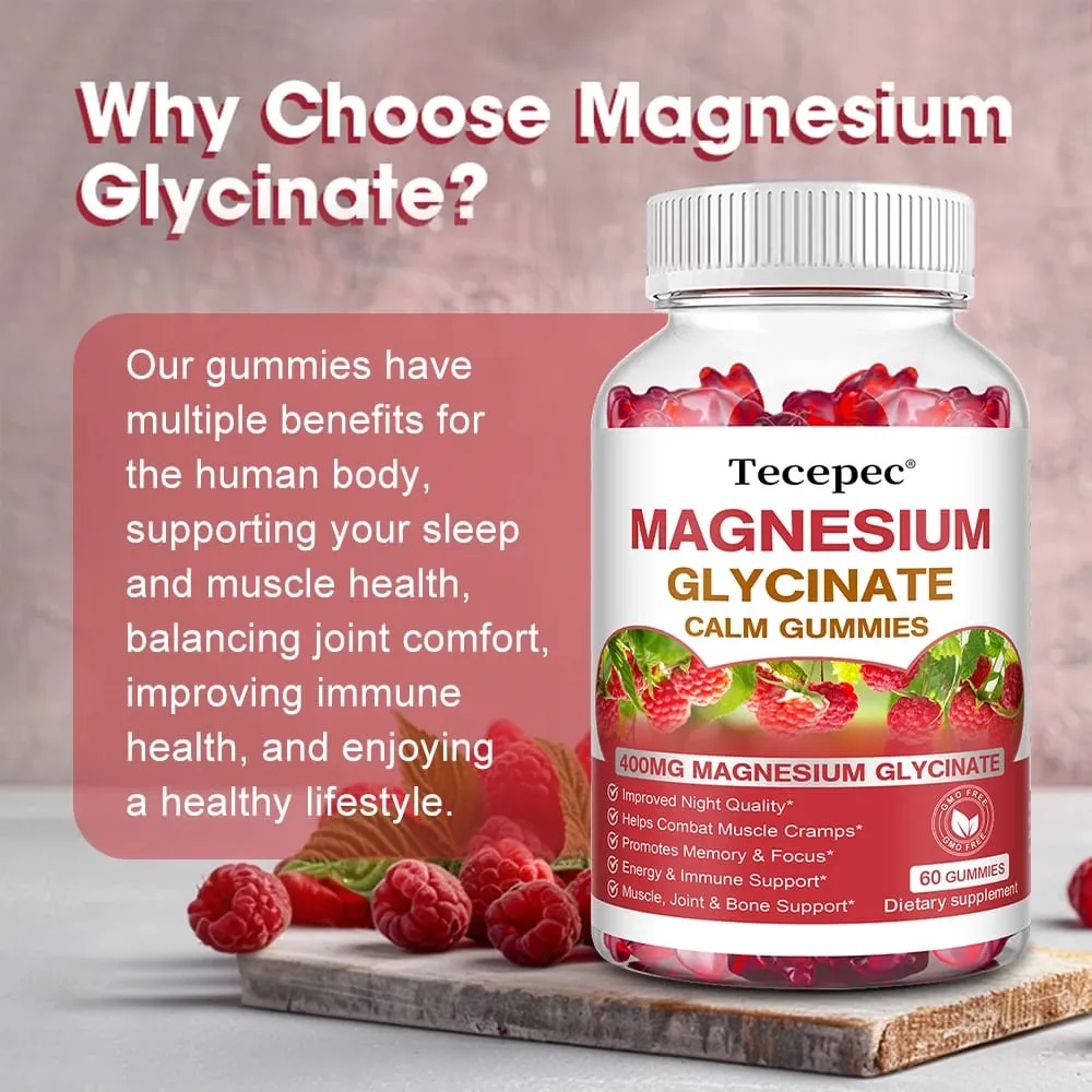 Magnesium Glycinate Gummies-Adult Supplements That Aid Relaxation Promote Heart Health and Support Bone Marrow and Joint Health