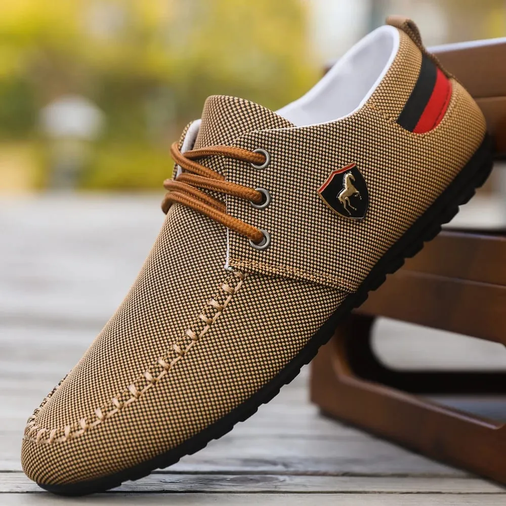 Men's Breathable Fabric Casual Loafers Soft-Soled Comfortable Lace-Up Low-Top Shoes Versatile for Daily Commuting and Light Business Wear Lightweight Wear-Resistant Non-Stuffy on the Feet Comfortable for Long Wear Suitable for Multiple Occa