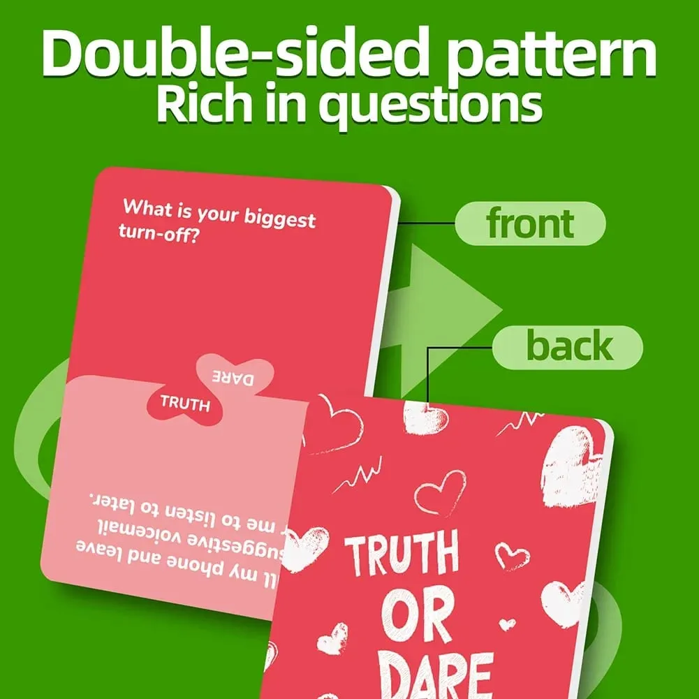 Truth or Dare for Couples Naughty Adult Party Board Game Set 50 Questions Sexy Date Night Drunk Couples Drinking Card Game 5x5cm — image 6