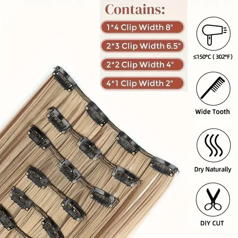 24Inch Synthetic 6pcs/set Long Straight Hair Extension Increasing Volume Extending Soft Comfortable Hairpiece for Women — image 4