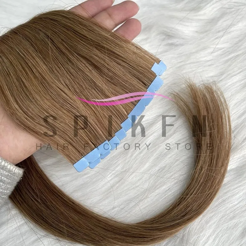 Mini Tape In Human Hair Extensions 12"-20" Machine Remy Skin Weft Adhesive Tape Hair Natural Blonde Tape Ons 10pcs for Women