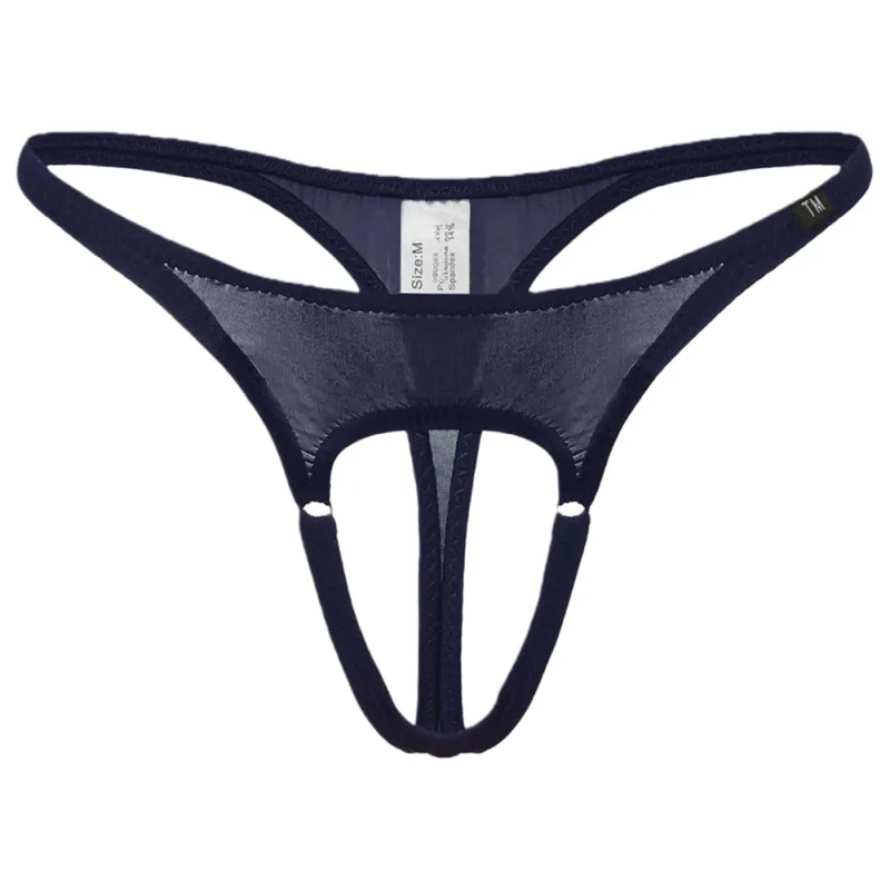 Sexy Men Underwear Thongs with Front Open Pouch Low Rise Fit High Elastic Stretch for Club Party 95%Polyester+5%Spandex