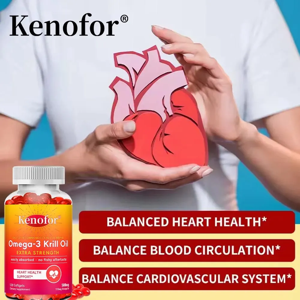 Antarctic Krill Oil 500mg Omega 3 Fatty Acid Supplement High Potency EPA & DHA Krill Oil Astaxanthin Supports Heart Health — image 3