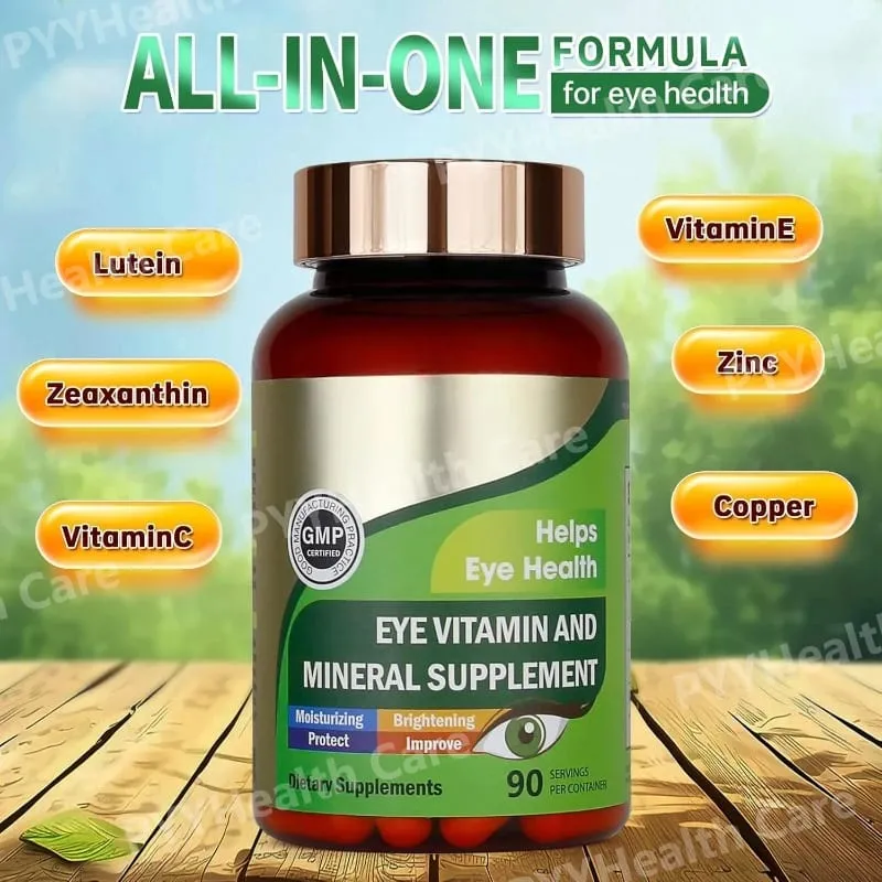 Lutein-Augenvitamine-Kapseln mit Zeaxanthin-Zink. Tägliche Nahrungsergänzung für die Augen. Unterstützung der Augengesundheit für Erwachsene. Flasche mit 90 Stück